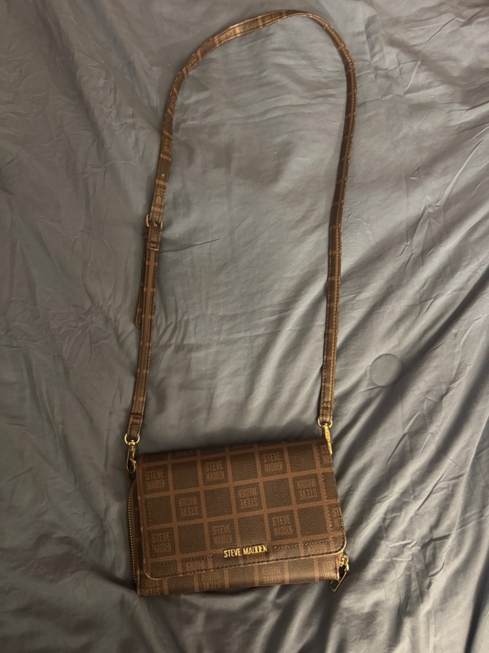 Steve Madden Brown Monogram Flap Crossbody